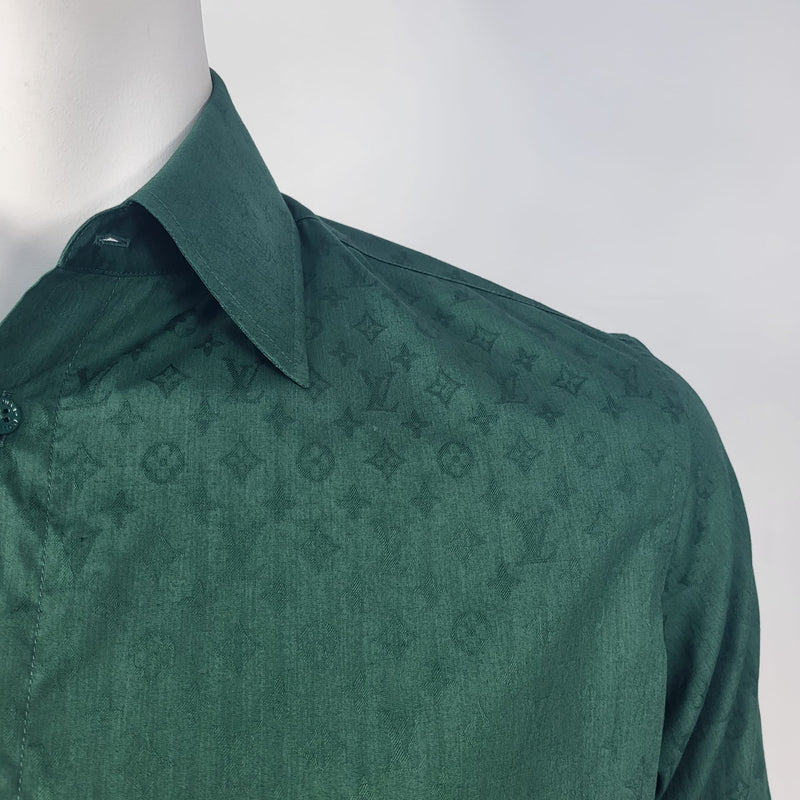 Cheap Black Collar Green Louis Vuitton Mongogram Polo Shirt, Lv