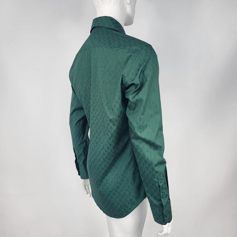 Premium Louis Vuitton Shirt Monogram Print Multi Green With