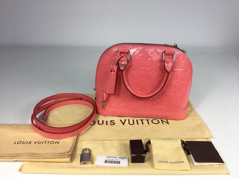 LOUIS VUITTON Vernis Leather Alma PM Rose Ballerine Satchel Bag