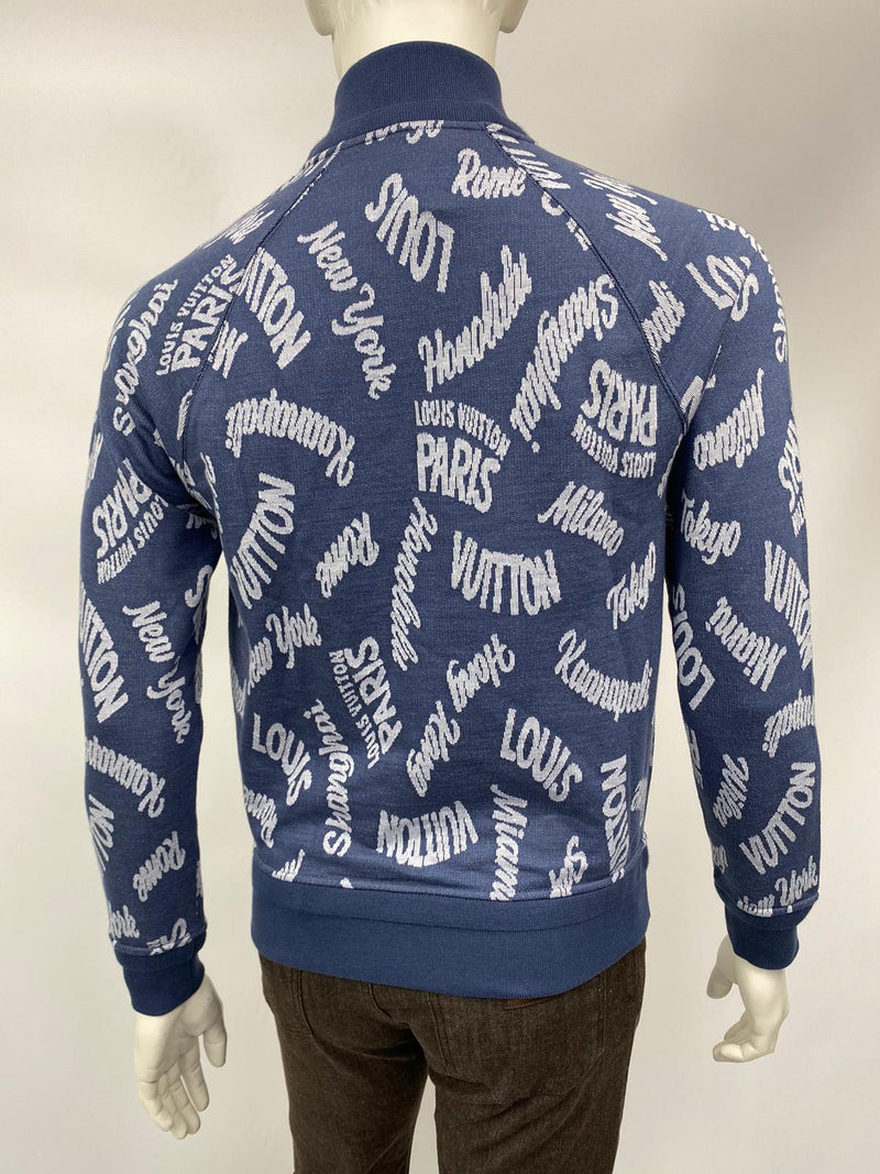 Louis Vuitton® Printed Half-zipped Cotton Sweatshirt Blue. Size Xs