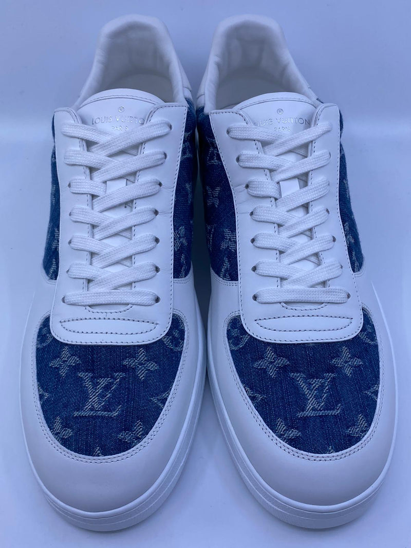 Louis Vuitton White/Blue Leather Rivoli High Top Sneakers Size 42 at  1stDibs  blue leather sneakers, louis vuitton white high top sneakers,  louis vuitton rivoli