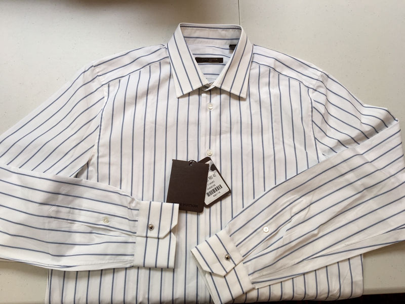 Louis Vuitton Stripe Long Sleeve Shirt Tops Men Size 42 Black Cotton From  Japan