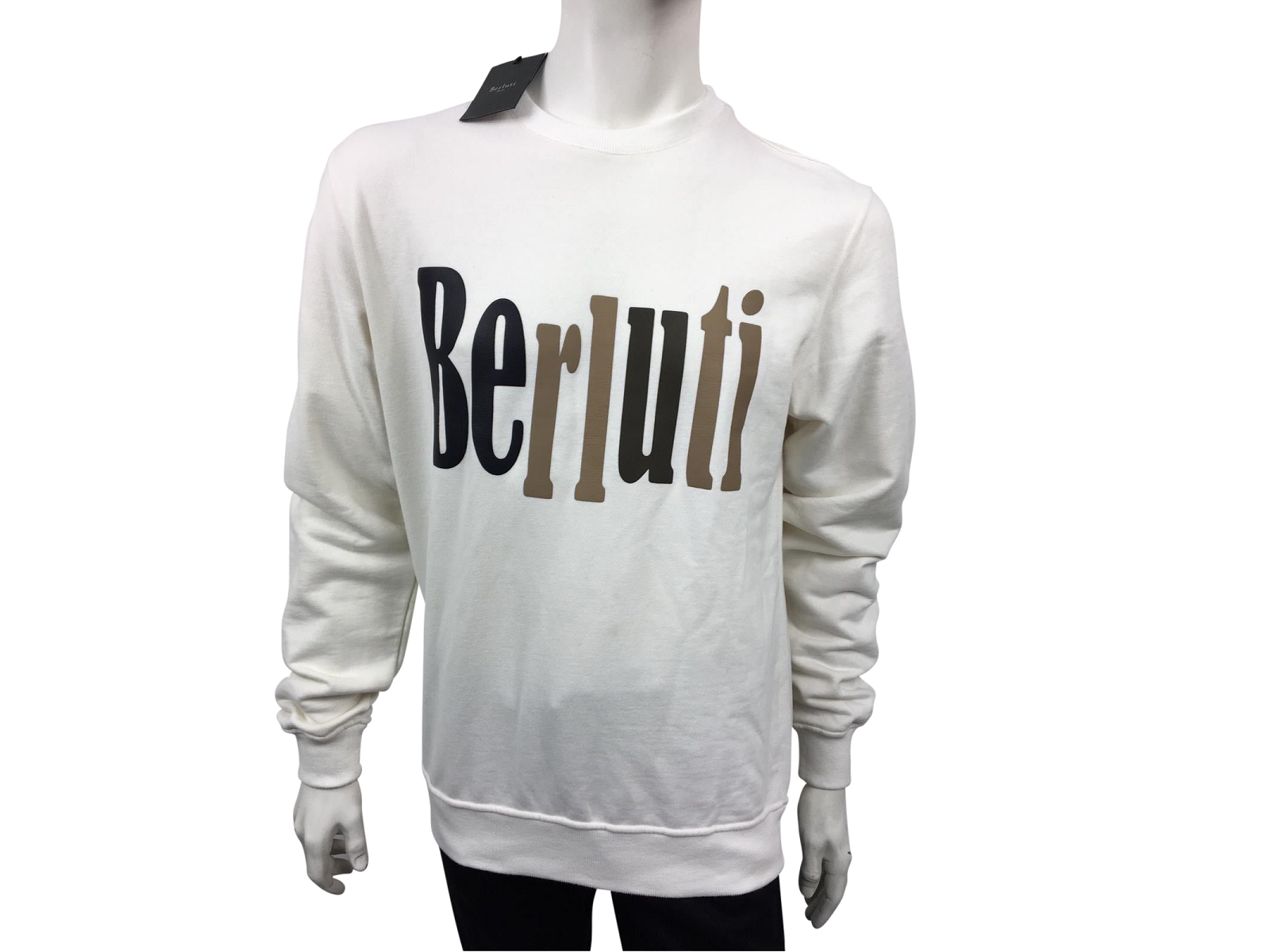 Berluti Men's Cream Cotton Logo Sweater – Luxuria & Co.