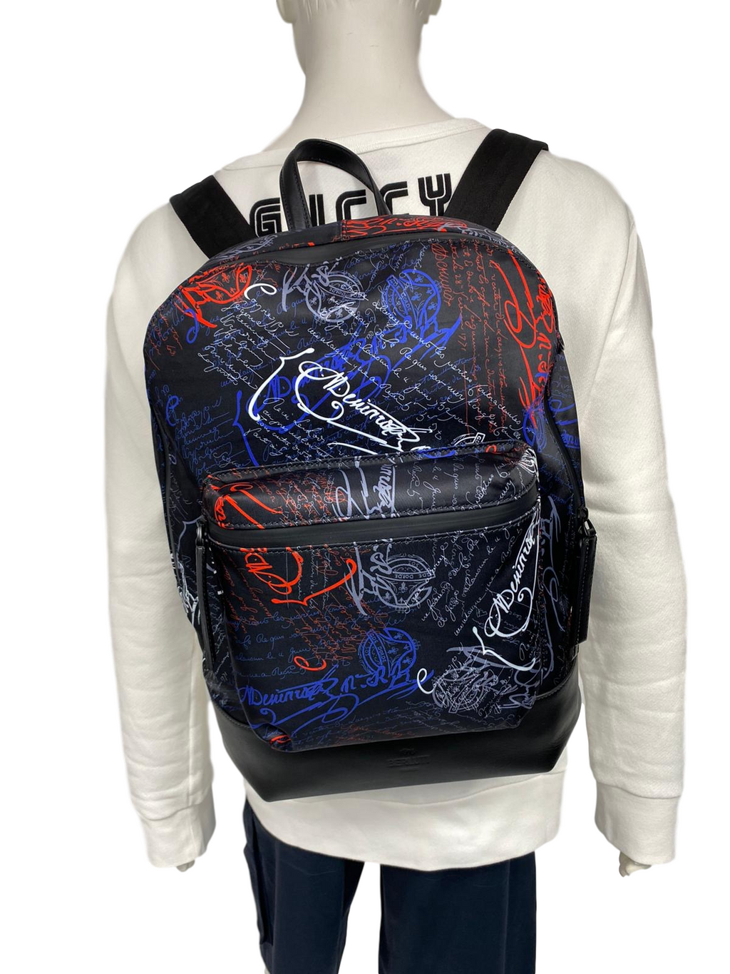Berluti Black Nylon Volume Backpack Multicolor Scritto – Luxuria & Co.
