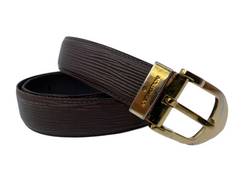Two Sided Belt Mens Dark Brown Calf Skin Leather 32 / 80 cm - Brown
