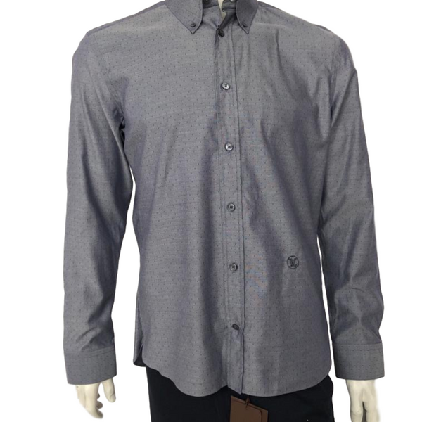 Louis Vuitton Men's Gray Cotton Button Down Emblem Shirt – Luxuria & Co.