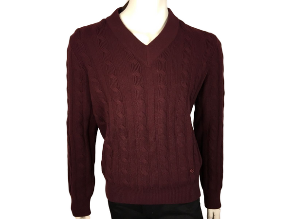 Cabled V Neck Sweater - Luxuria & Co.