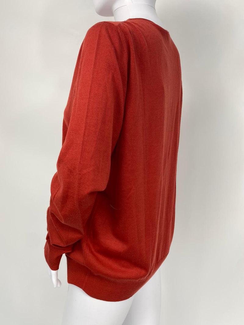 Louis Vuitton Women's Red Wool Cardigan Sweater size L