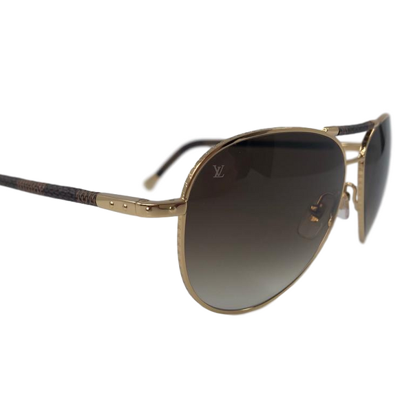 Louis Vuitton Gold/Brown Gradient Z0202U Damier Ebene Conspiration Pilote  Aviator Sunglasses Louis Vuitton | The Luxury Closet