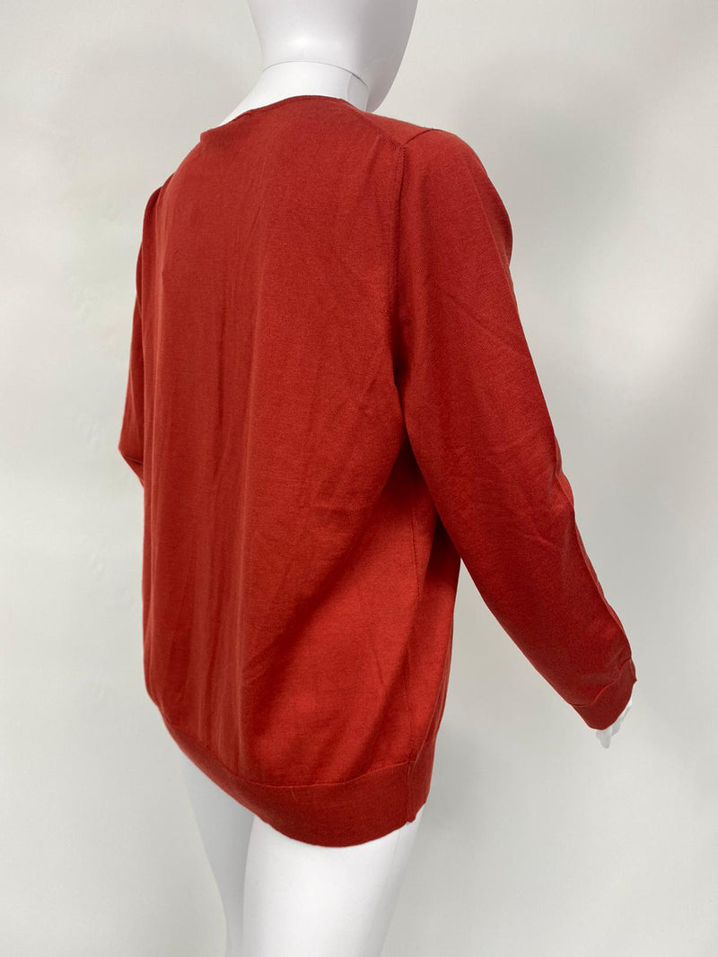 Louis Vuitton Women's Red Wool Cardigan Sweater size L