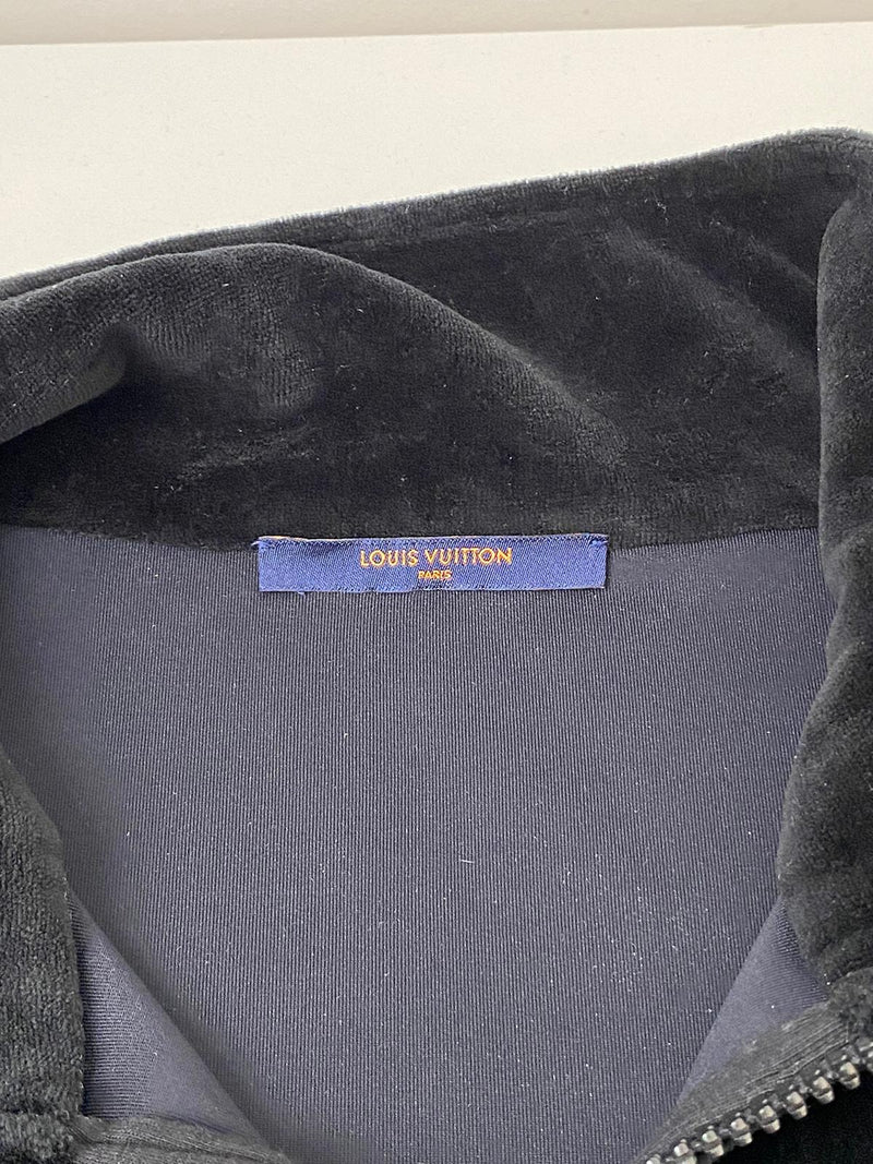 Louis Vuitton, Sweaters, Louis Vuitton Blue Monogram Pattern Velour Zip  Front Jacket Xxl