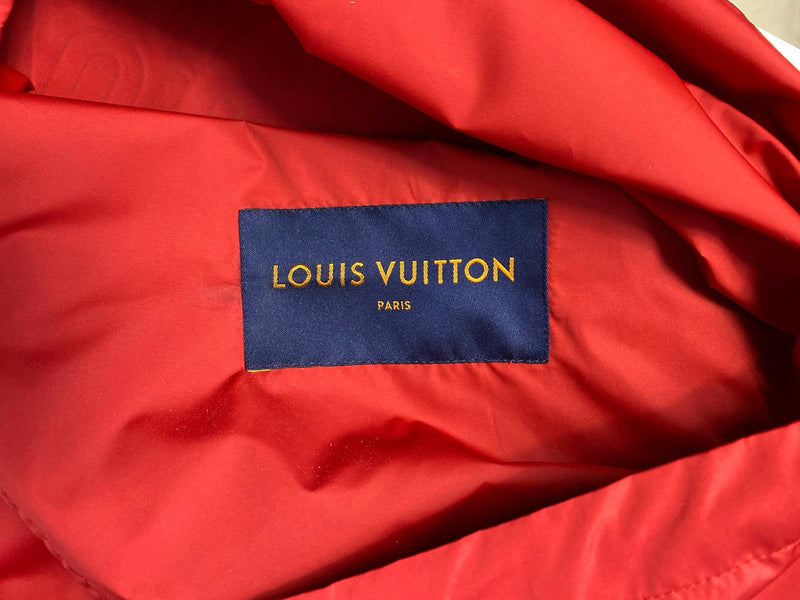 Louis Vuitton Men's Red Polyester Silk LV List Graphic Anorack