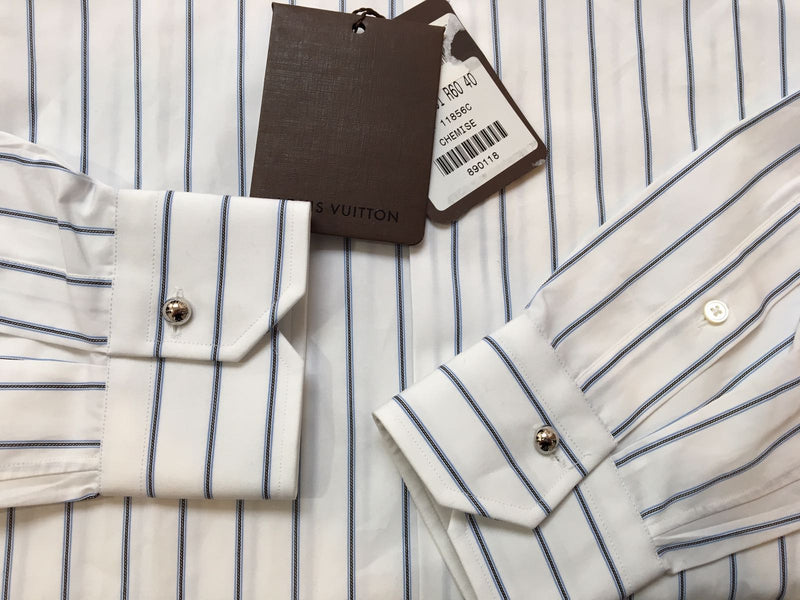 Louis Vuitton Blue Monogram Striped Ink Pattern Cotton Full Sleeve Shirt  XXL Louis Vuitton
