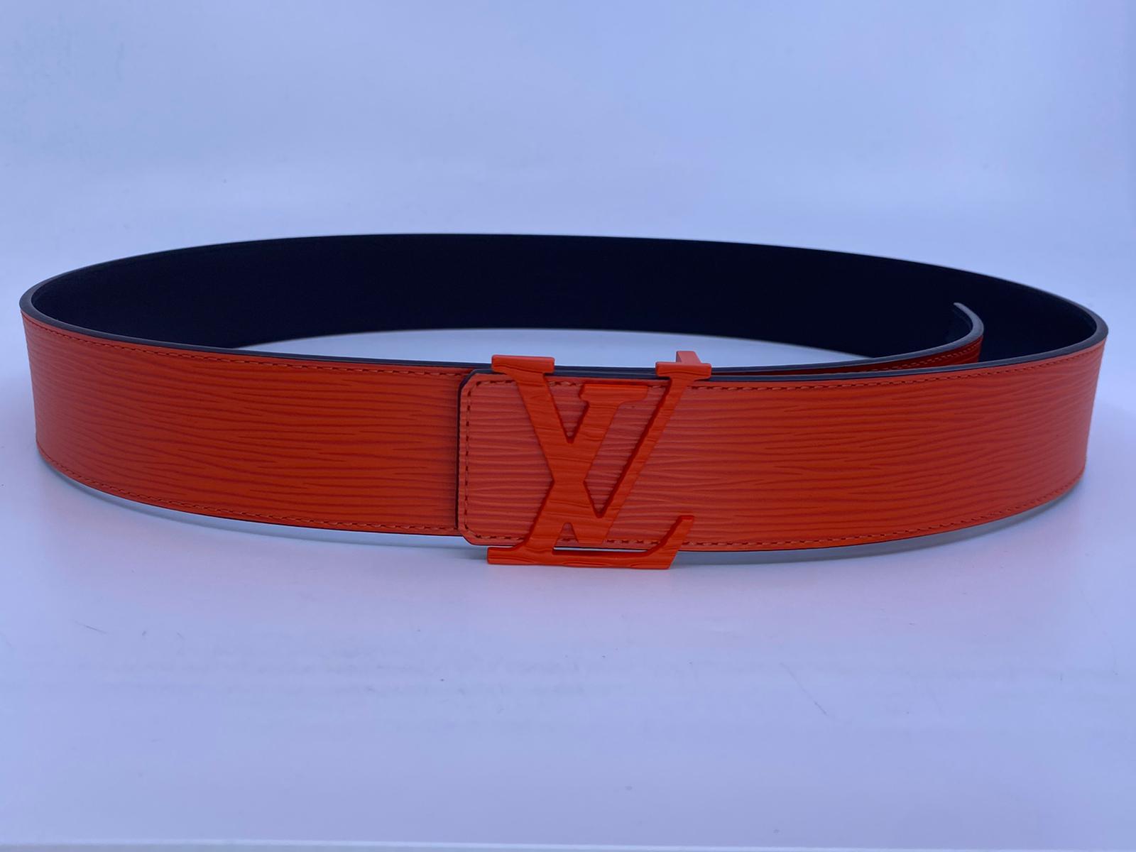 Louis Vuitton Red Orange Epi Leather LV Initiales 40 MM Belt