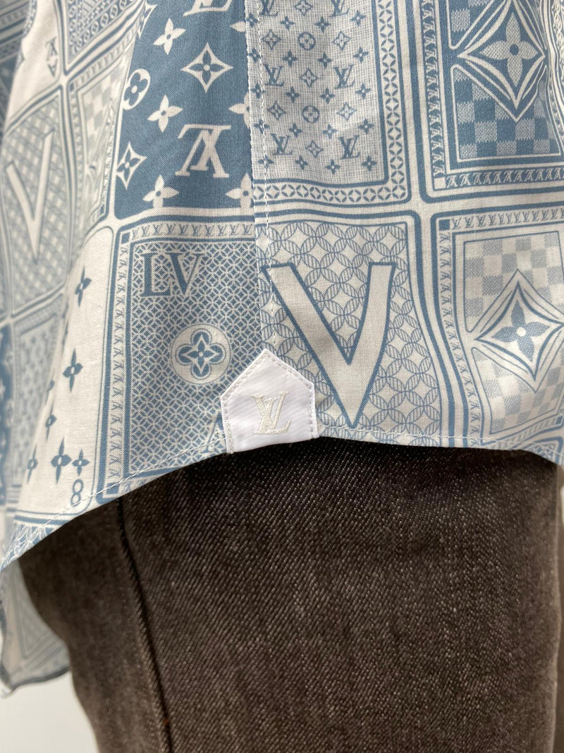 Louis Vuitton Navy Blue LV Cards Print Cotton Regular Fit Shirt L