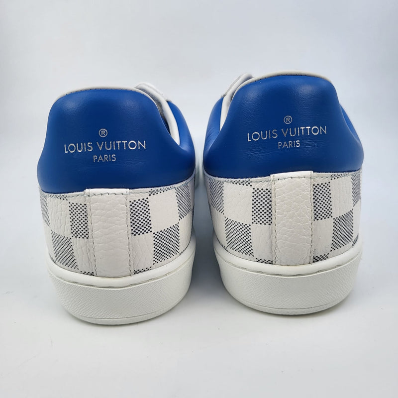 Louis Vuitton Men's White & Blue Damier Leather Luxembourg Sneaker –  Luxuria & Co.