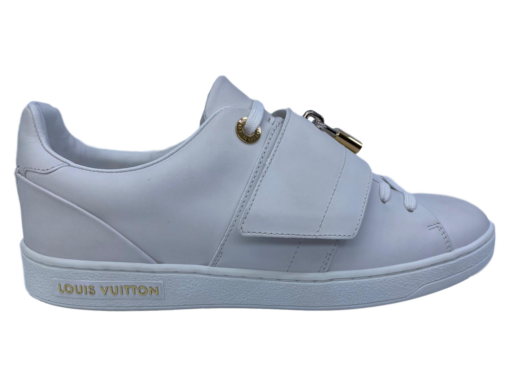 Louis Vuitton lv woman white leather sneakers V buckle flats