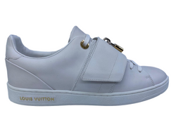 LOUIS VUITTON white and gold leather FRONT ROW Low Top Sneakers Shoes 36