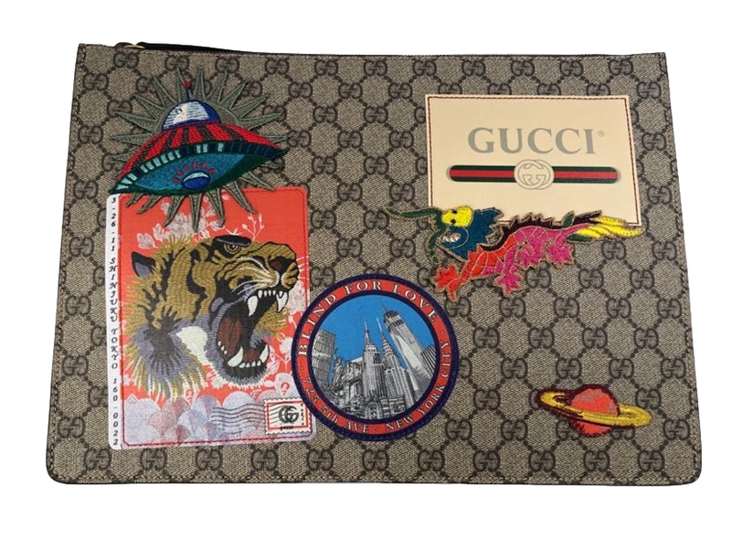 Gucci Courrier Messenger Bag GG Coated Canvas With Applique - Luxuria & Co.