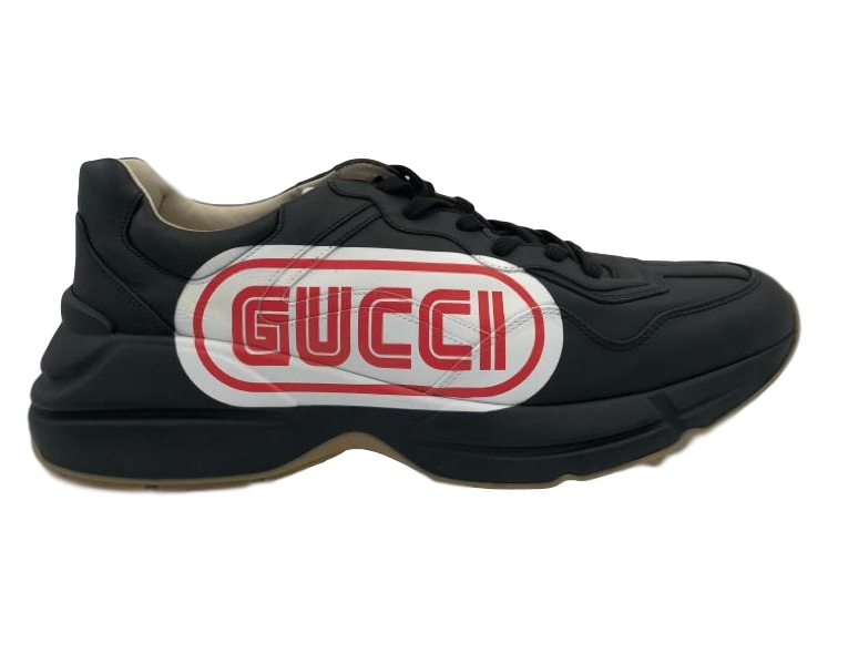 Rhyton gucci print leather top sneaker