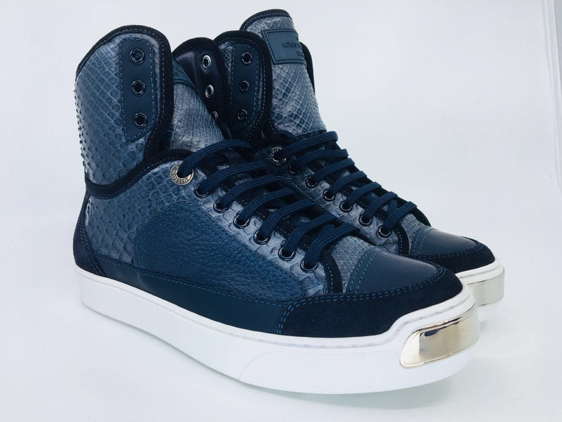Louis Vuitton Men's Navy Python Leather on The Road Sneaker Boot