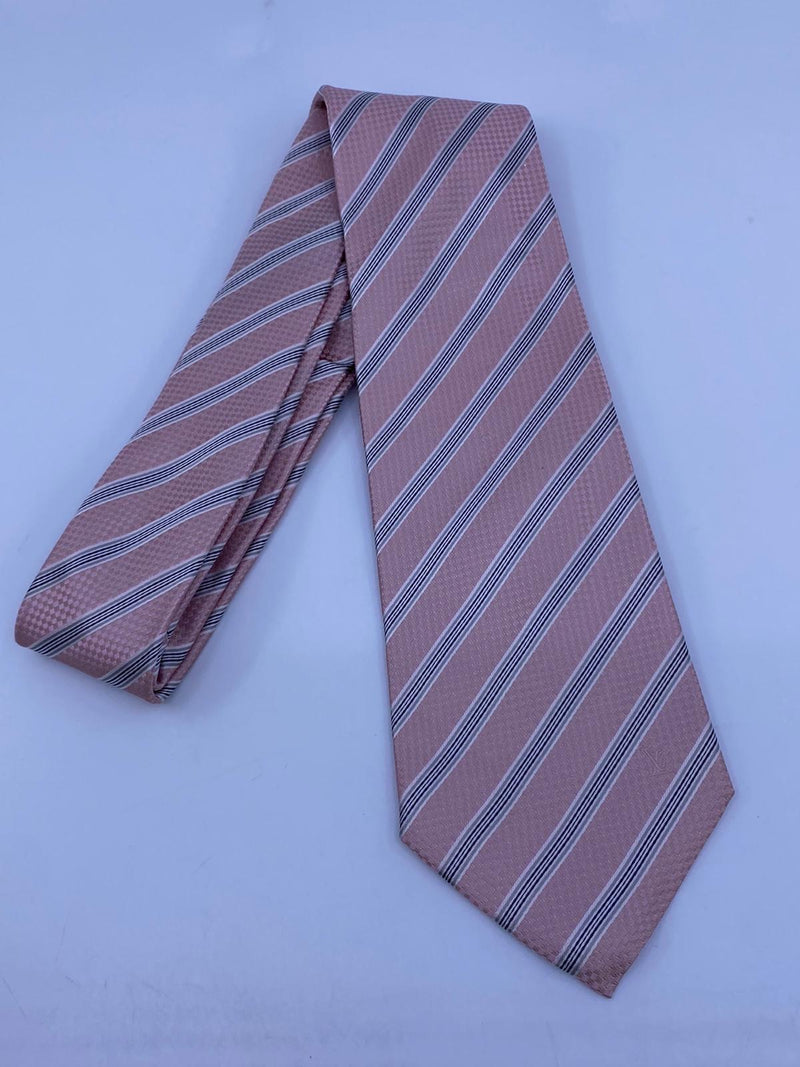 Louis Vuitton Men's Pink 100% Silk Damier Striped Tie – Luxuria & Co.