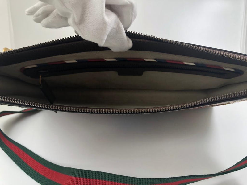 Gucci Courrier Messenger Bag GG Coated Canvas With Applique - Luxuria & Co.