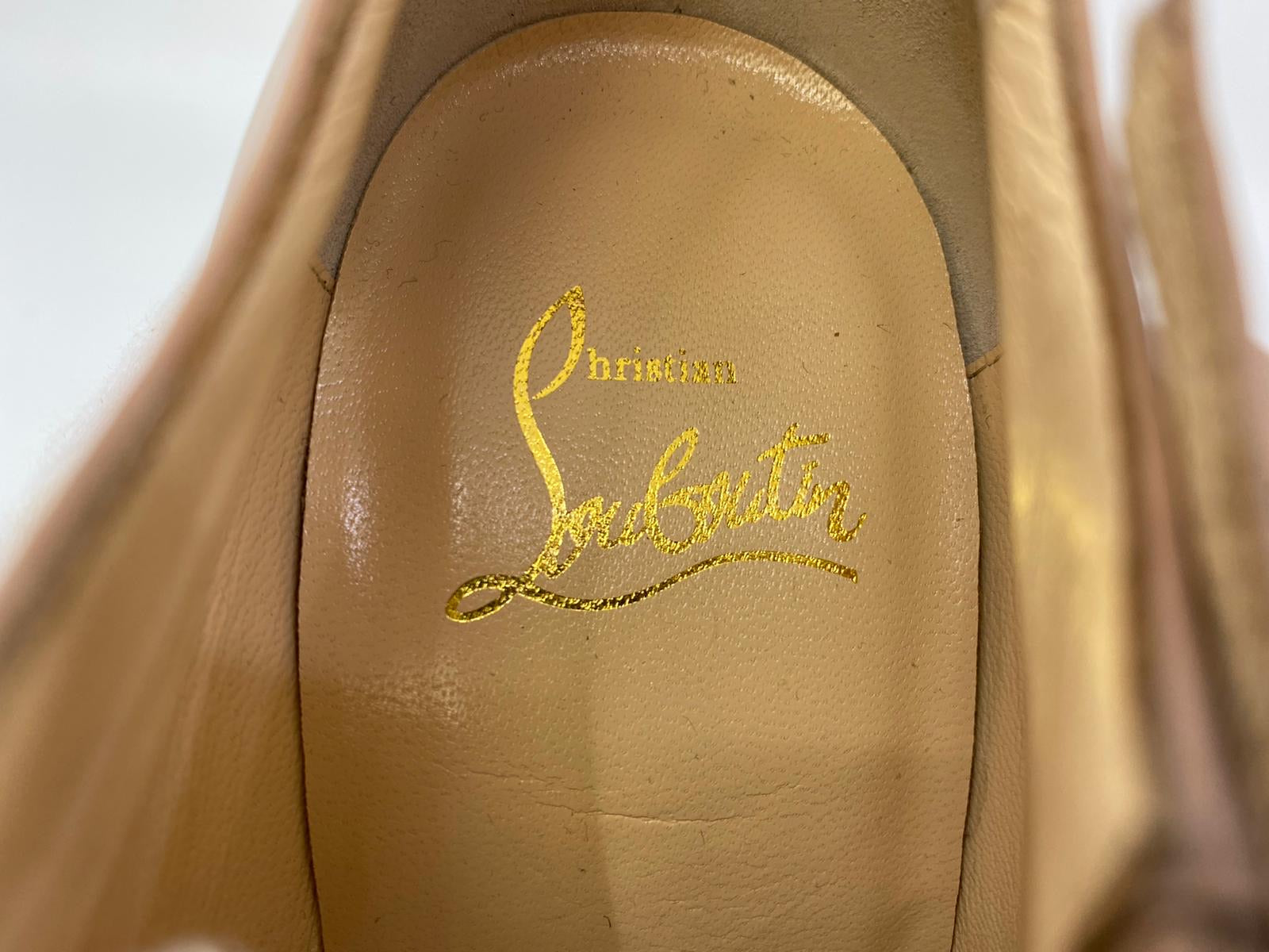 Christian Louboutin Nude Leather Alta Poppins Mary Jane Platform