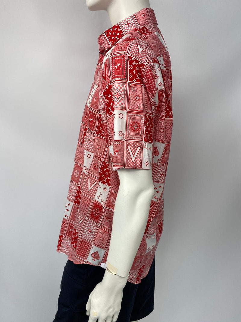 Louis Vuitton Red and White LV Cards Print Cotton Regular Fit Shirt L at  1stDibs