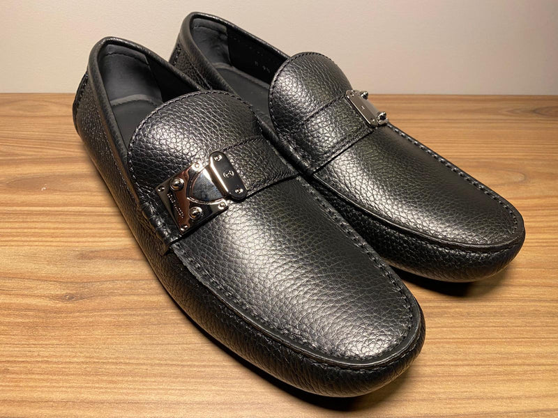 Louis Vuitton Men's Black Calf Leather Buckle Loafers Dress Shoes
