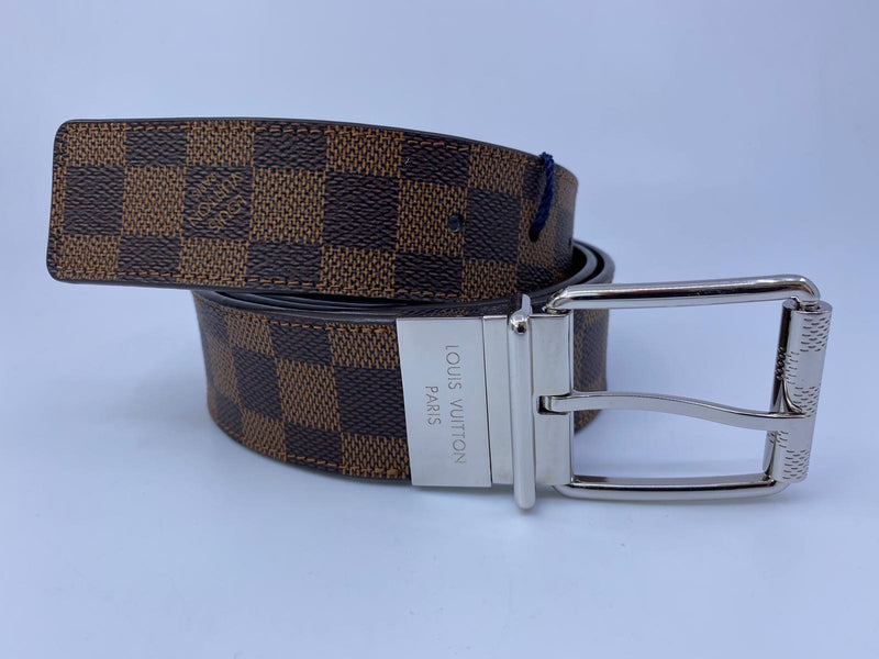Reversible leather belt with monogram print