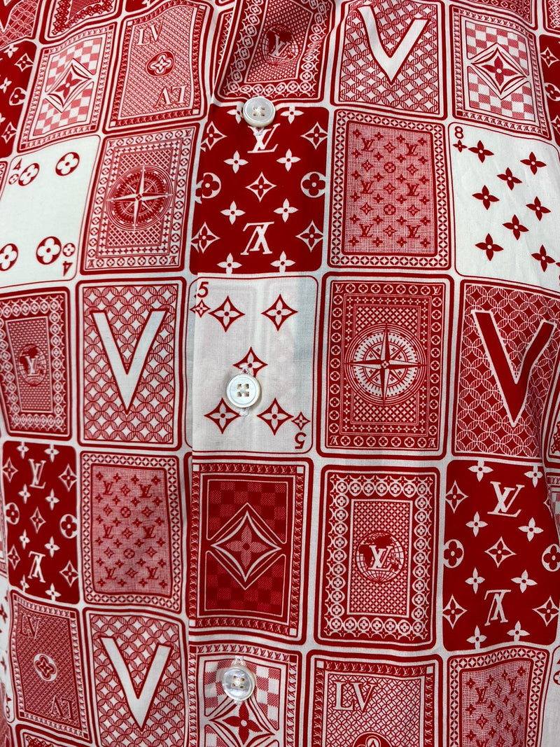 Louis Vuitton Red & White LV Cards Print Cotton Regular Fit Shirt L Louis  Vuitton