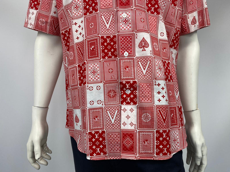 Louis Vuitton Red & White LV Cards Print Cotton Regular Fit Shirt L