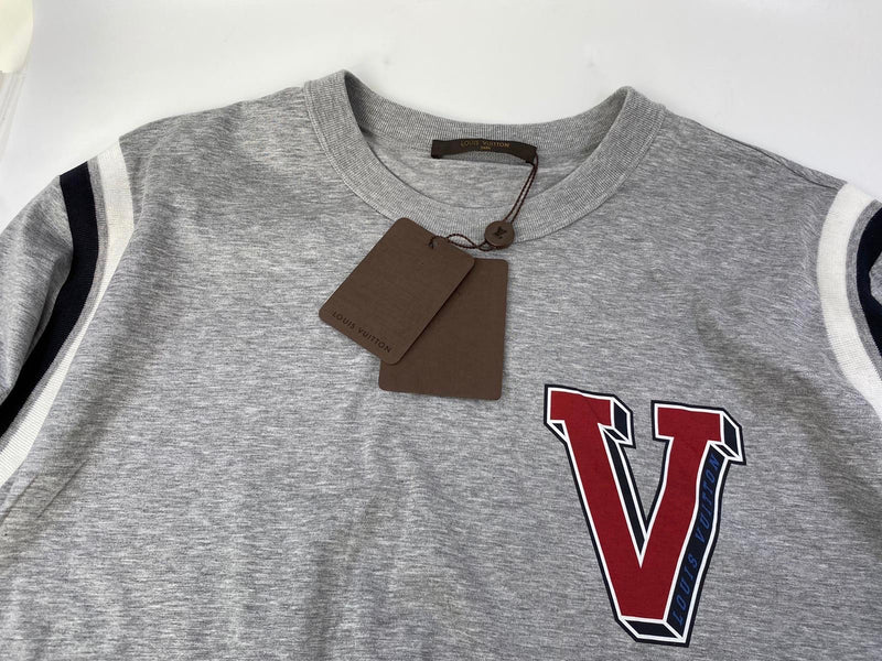 Louis Vuitton Men's Gray Cotton Varsity Patches T-Shirt – Luxuria