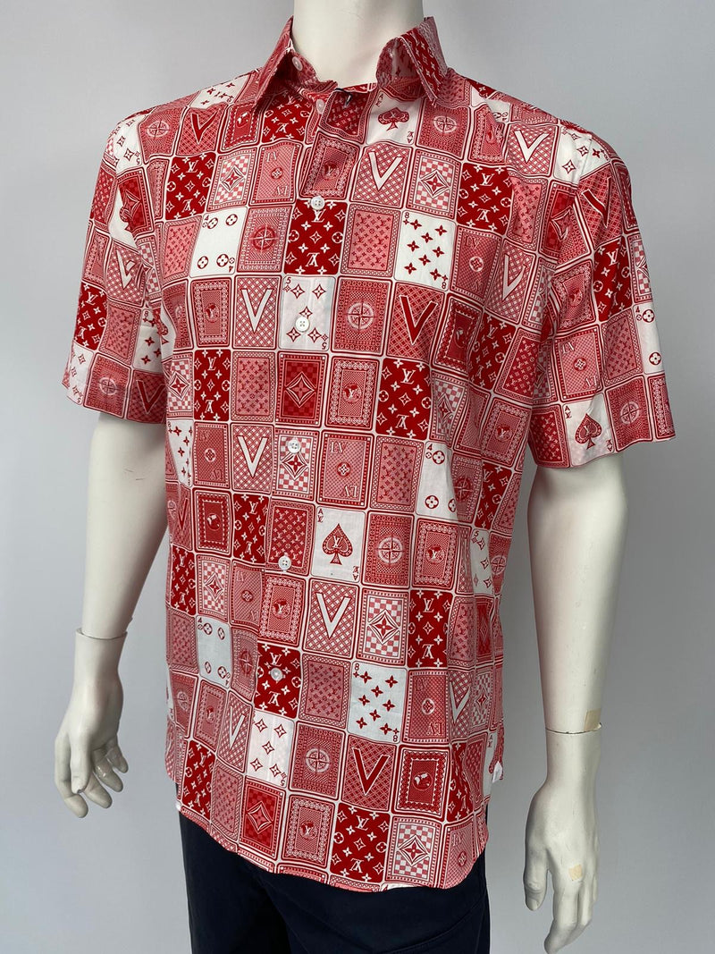 LOUIS VUITTON Playing card pattern Shirt Size S Red X White