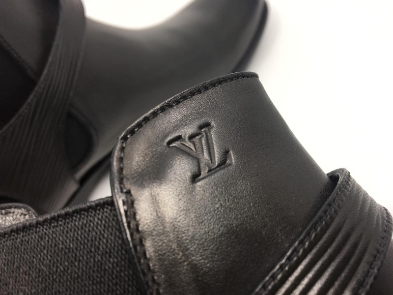 Louis Vuitton Black Leather Greenwich Ankle Boots Size 44.5 Louis Vuitton