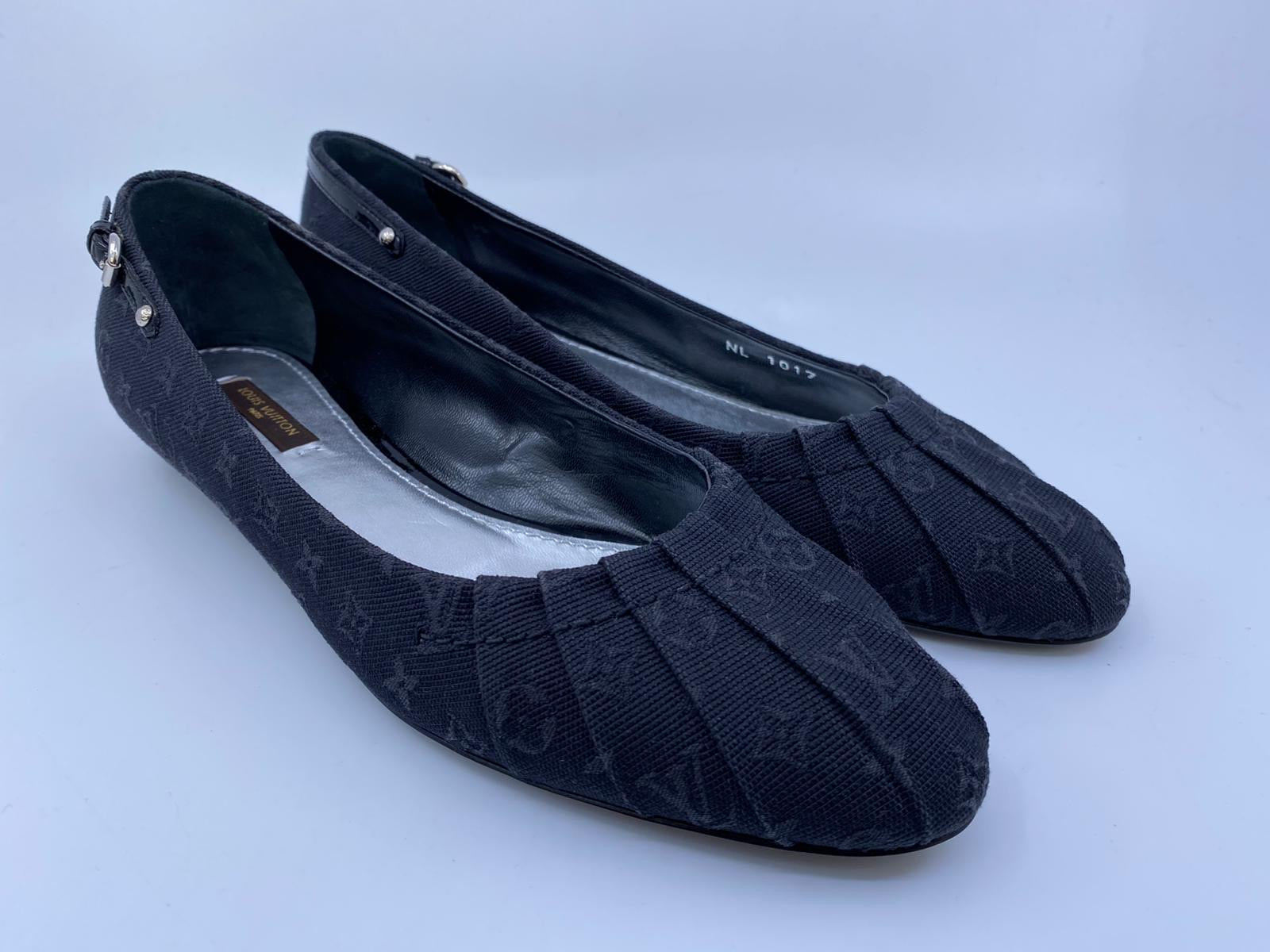 Louis Vuitton Women's Black Monogram Denim Canvas Myosotis Flat