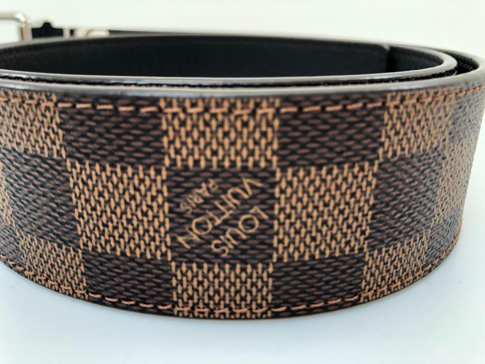 Louis Vuitton Men's Brown Canvas Leather Reversible Damier Ebene