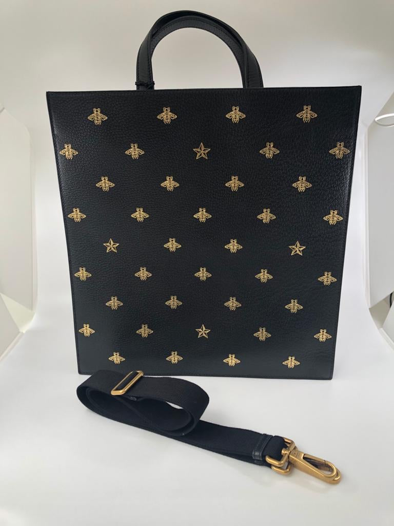 Gucci Bee Star Leather Tote - Luxuria & Co.