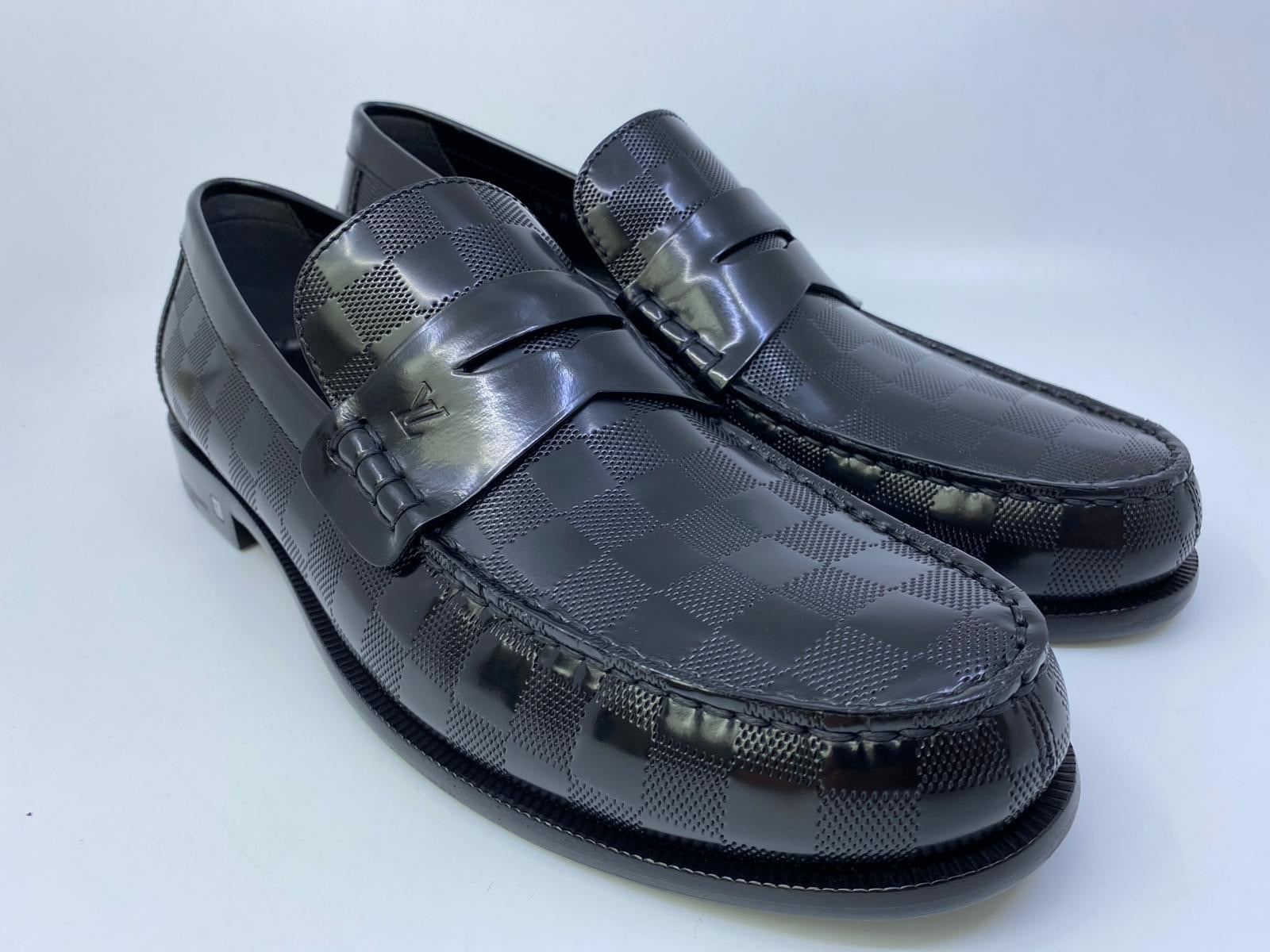 Louis Vuitton Black Checkerboard Leather Men’s Loafers with LV Hardware louis-vuitton--  main image 3