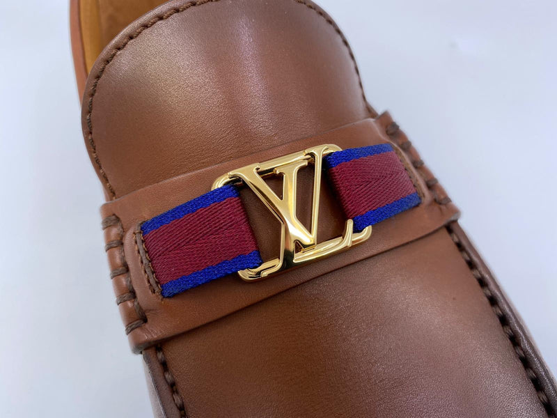 Louis Vuitton HOCKENHEIM Men's Dark Brown Leather Moccasin Shoes
