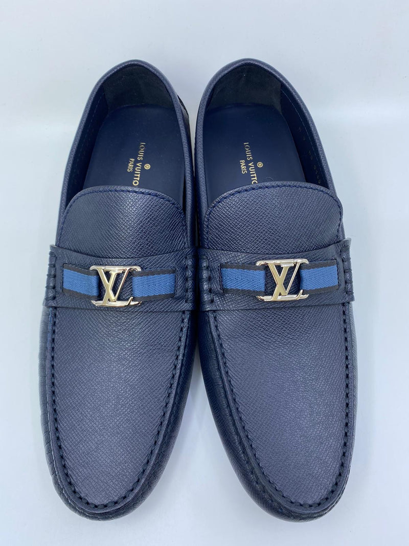 Louis Vuitton Dark Teal Blue Suede Penny Loafers Size 43.5 Louis Vuitton