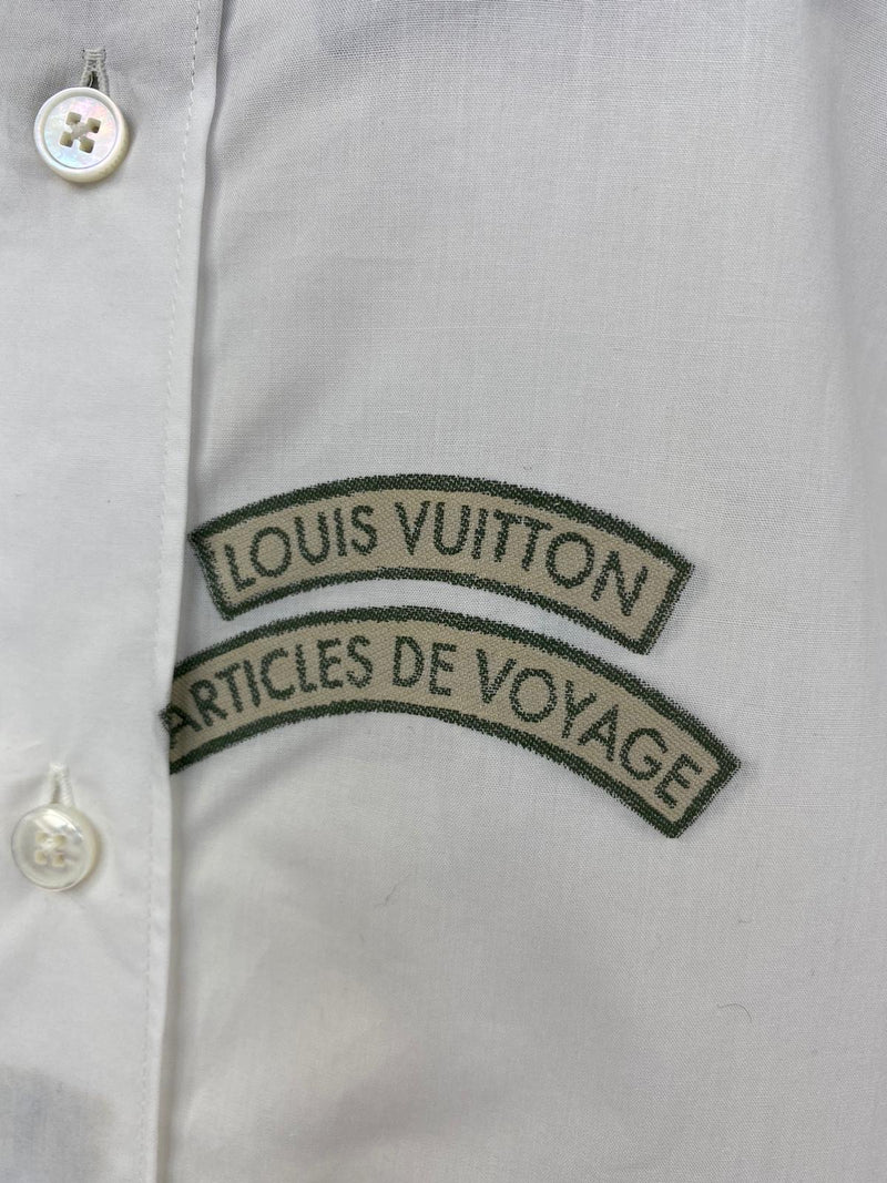 Louis Vuitton Men's Navy Cotton Regular Fit Classic Shirt with Stamps