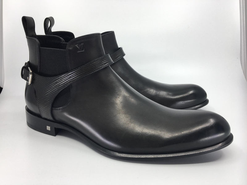 Louis Vuitton Black Leather Greenwich Ankle Boots Size 42.5 Louis