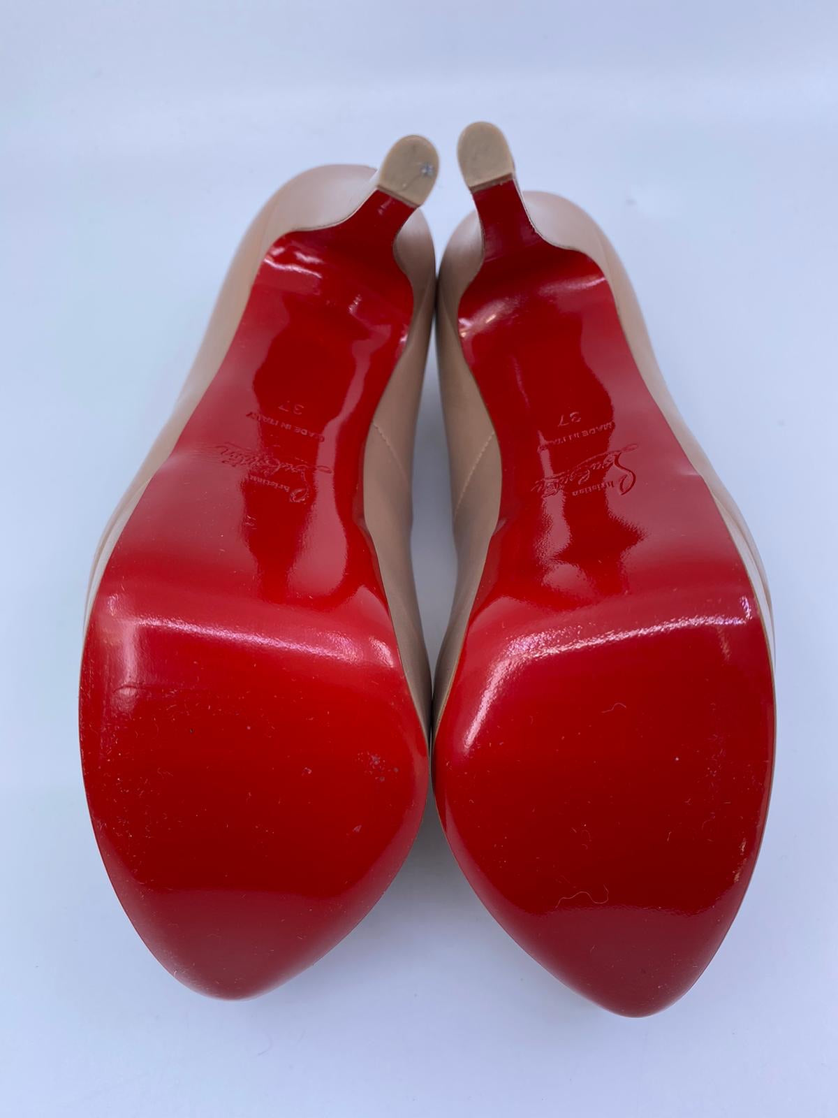 Christian Louboutin Nude Leather Alta Poppins Mary Jane Platform