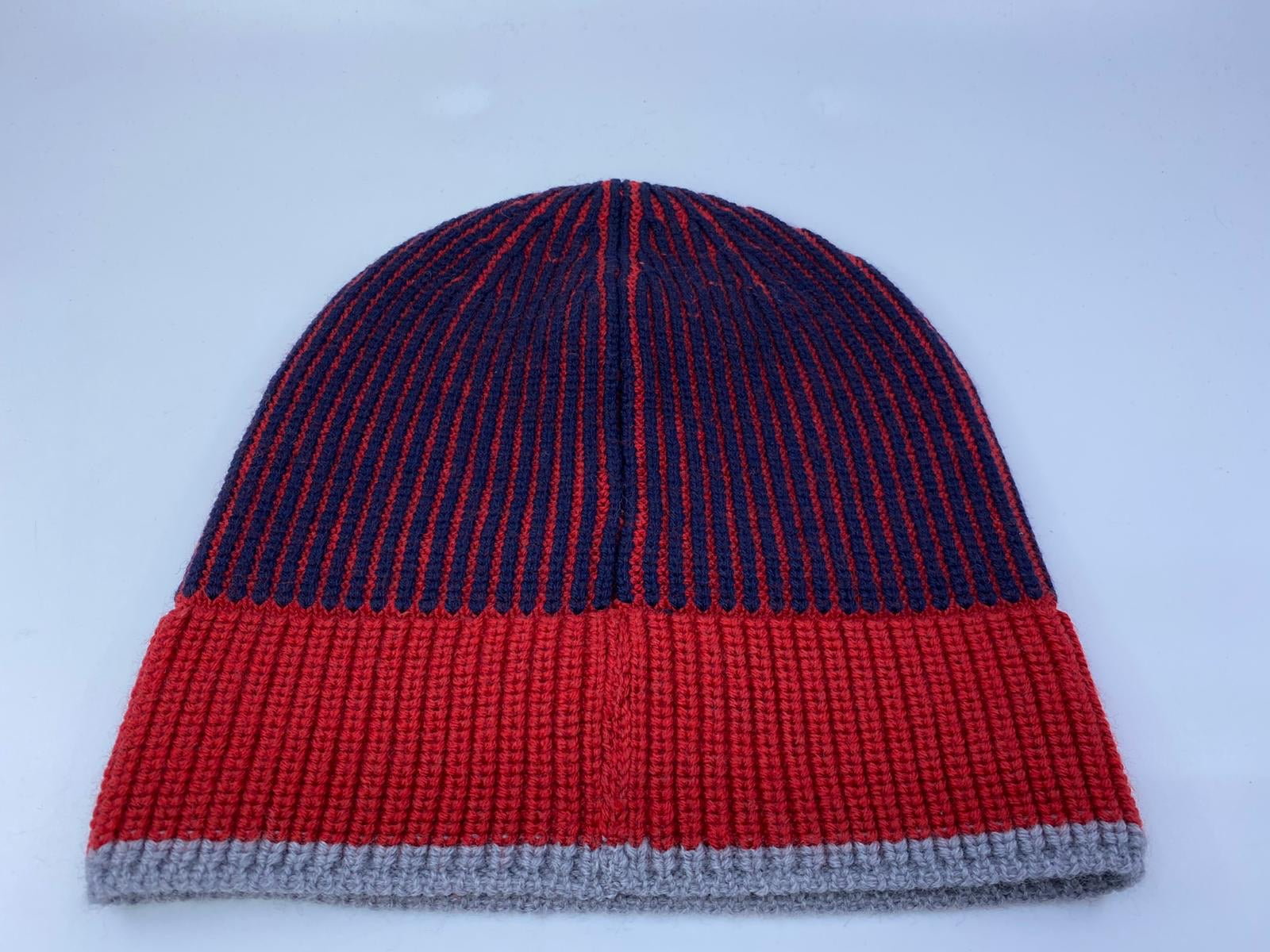 Louis Vuitton Men's Red & Navy Wool LV Upside Down Tuque Hat