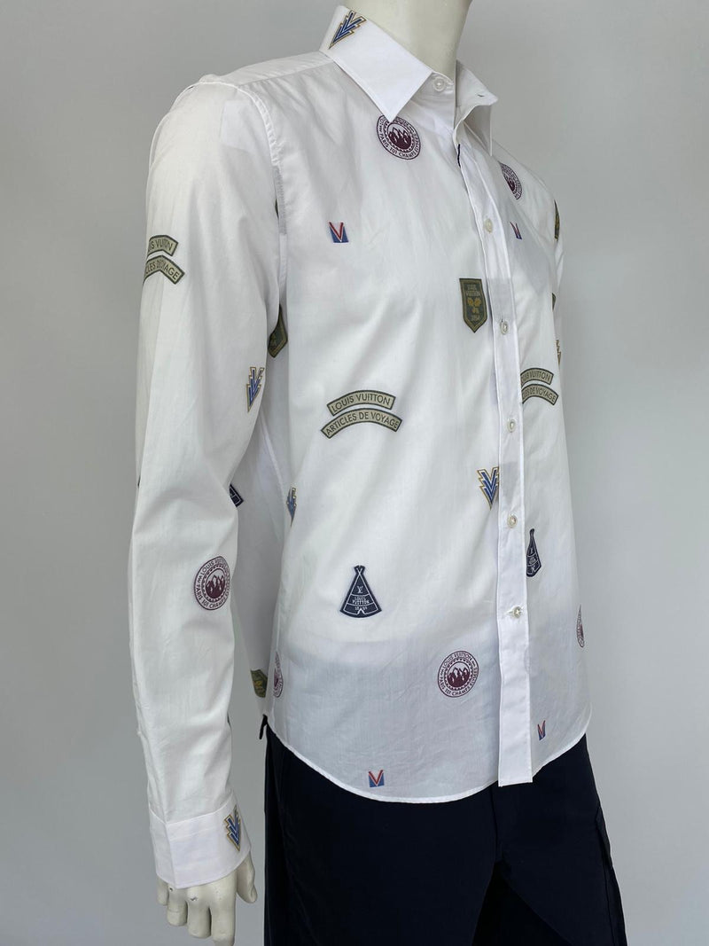 Louis Vuitton Men's White Cotton Regular Classic Fit Shirt With