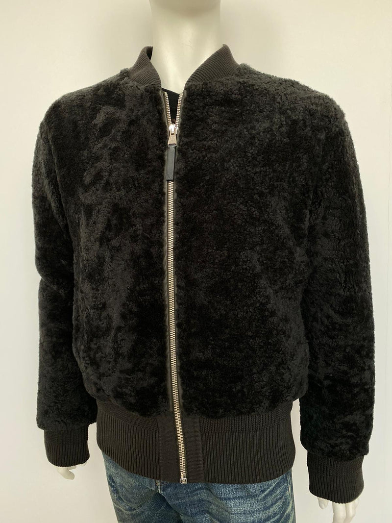 Louis Vuitton Men's Brown Black Shearling Bomber Jacket – Luxuria & Co.