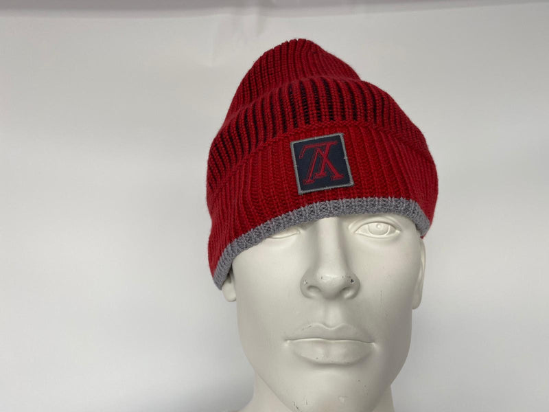 Louis Vuitton Men's Red & Navy Wool LV Upside Down Tuque Hat