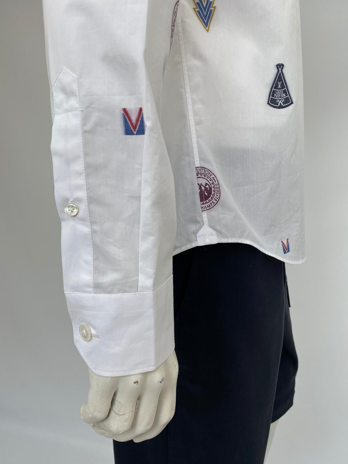 Louis Vuitton Men's White Cotton Regular Classic Fit Shirt With